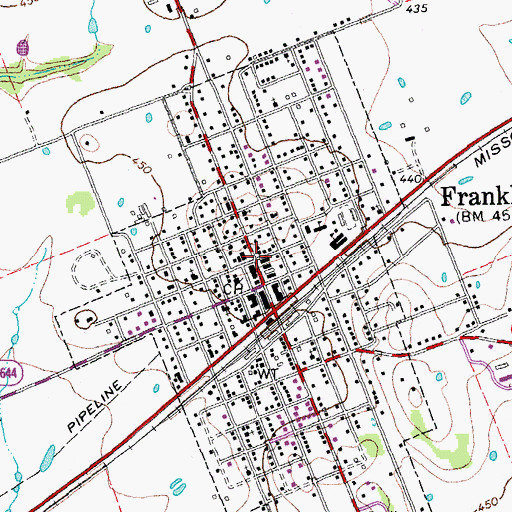 Topographic Map of Franklin City Hall, TX