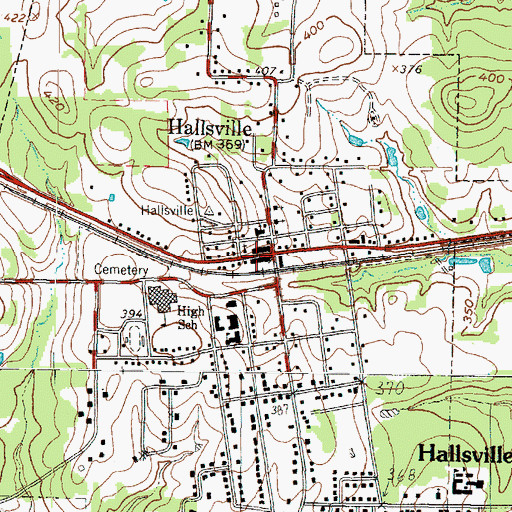 Topographic Map of Hallsville City Hall, TX