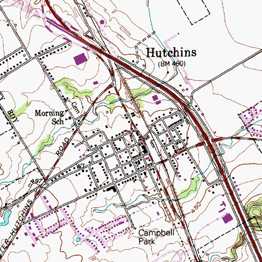 Topographic Map of Hutchins City Hall, TX