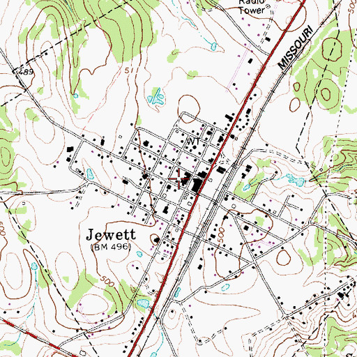 Topographic Map of Jewett City Hall, TX