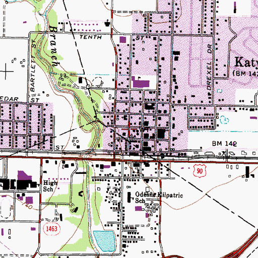 Topographic Map of Katy City Hall, TX