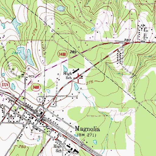 Topographic Map of Magnolia City Hall, TX