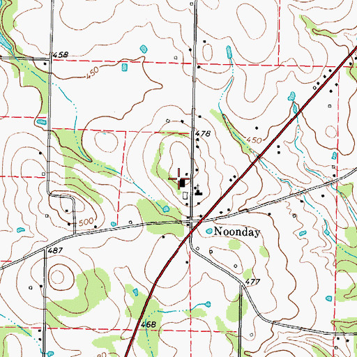 Topographic Map of Noonday City Hall, TX
