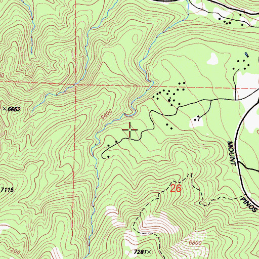 Topographic Map of Frontier Pines Campground, CA