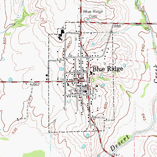Topographic Map of Blue Ridge City Hall, TX