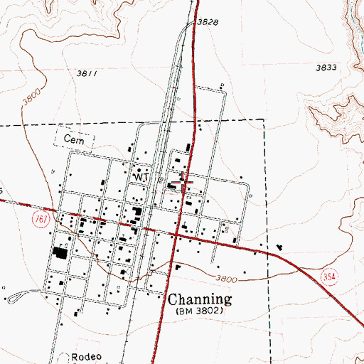 Topographic Map of Channing City Office, TX