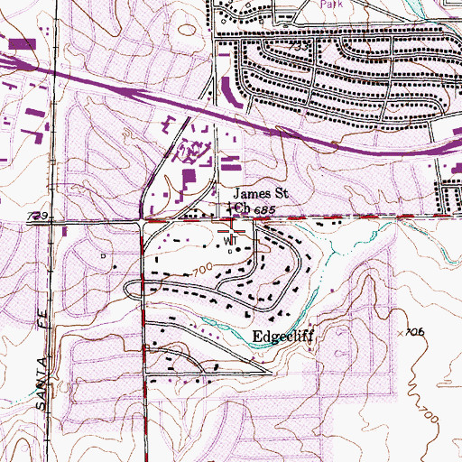 Topographic Map of Edgecliff Village Municipal Complex, TX