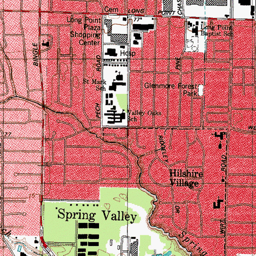 Topographic Map of Hilshire Village City Hall, TX