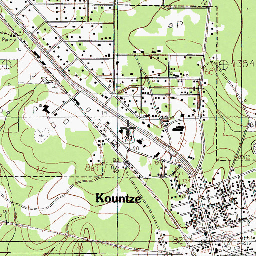 Topographic Map of Kountze City Hall, TX
