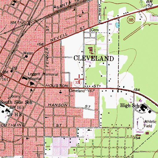 Topographic Map of Cleveland City Hall, TX