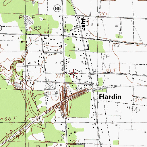 Topographic Map of Hardin City Hall, TX