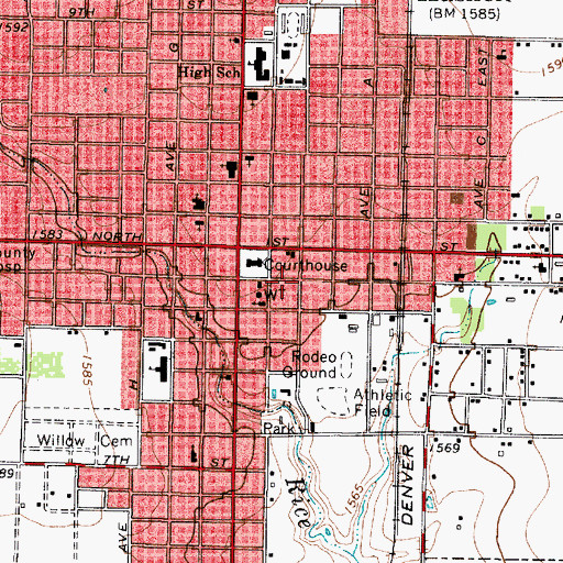 Topographic Map of Haskell City Hall, TX