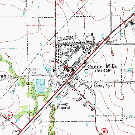 Topographic Map of Caddo Mills City Hall, TX