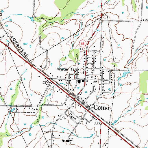 Topographic Map of Como City Hall, TX