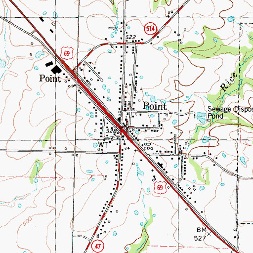 Topographic Map of Point City Hall, TX
