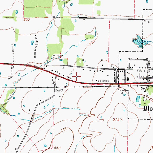 Topographic Map of Blossom City Hall, TX