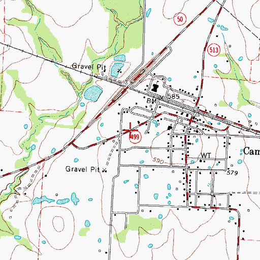 Topographic Map of Campbell City Hall, TX