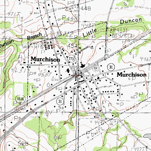 Topographic Map of Murchison City Hall, TX
