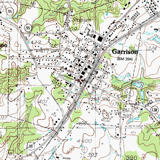 Topographic Map of Garrison City Office, TX