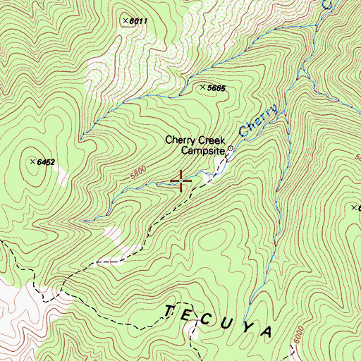 Topographic Map of Cherry Creek Campground, CA