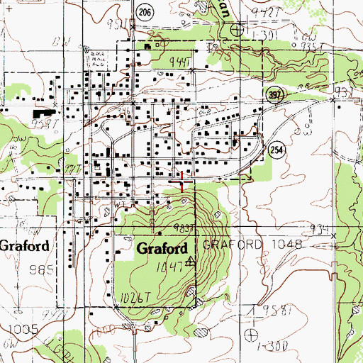 Topographic Map of Graford City Hall, TX