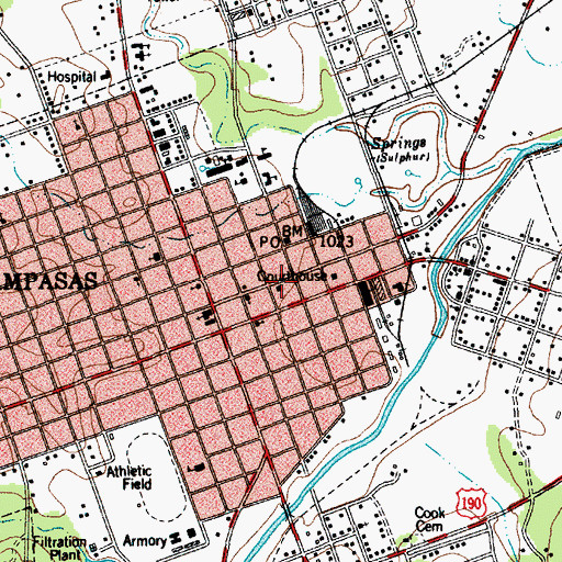 Topographic Map of Lampasas City Hall, TX