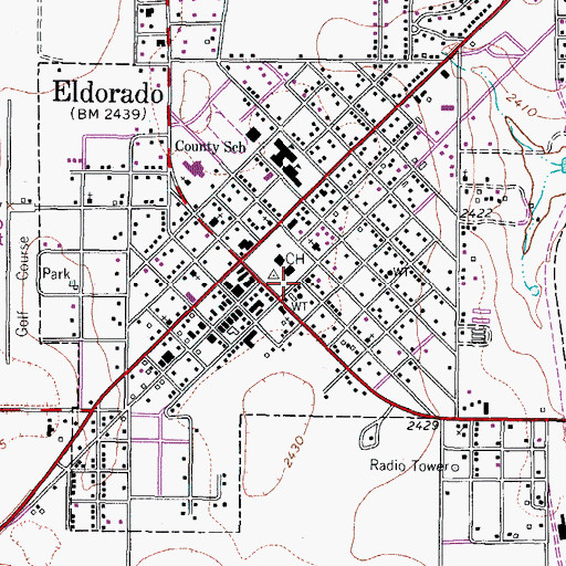 Topographic Map of Eldorado City Hall, TX