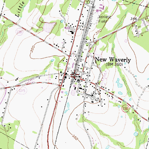 Topographic Map of New Waverly City Hall, TX