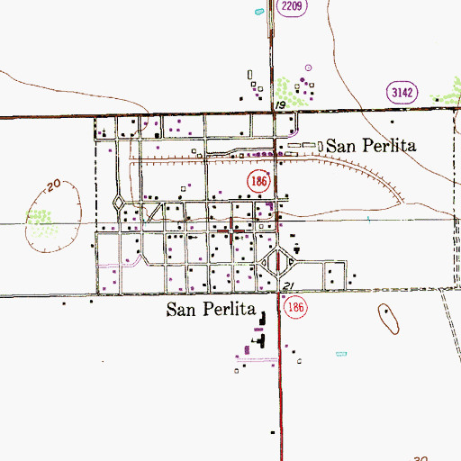 Topographic Map of San Perlita City Hall, TX