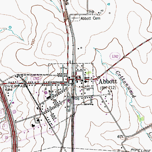 Topographic Map of Abbott City Hall, TX