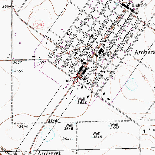Topographic Map of Amherst City Hall, TX