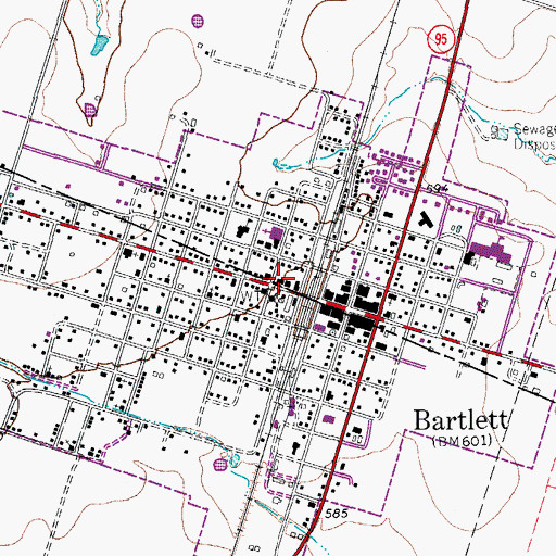 Topographic Map of Bartlett City Hall, TX