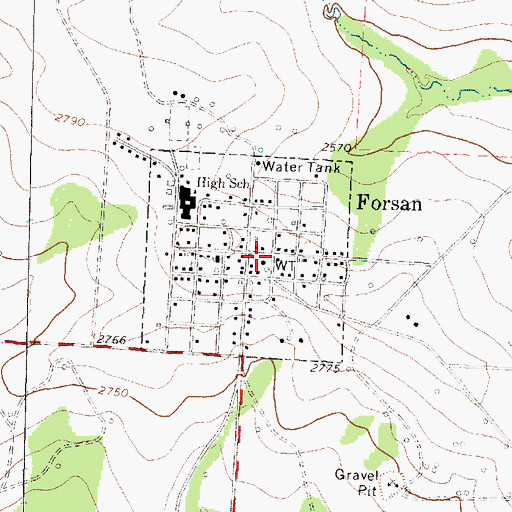 Topographic Map of Forsan City Offices, TX