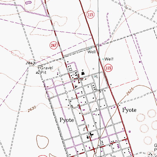 Topographic Map of Pyote City Office, TX