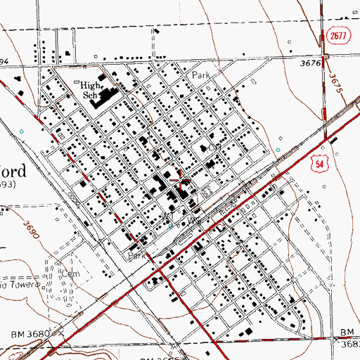 Topographic Map of Stratford City Hall, TX
