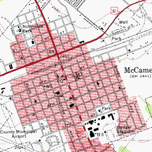 Topographic Map of McCamey City Hall, TX