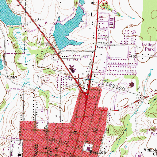 Topographic Map of Mineola Municipal Complex, TX