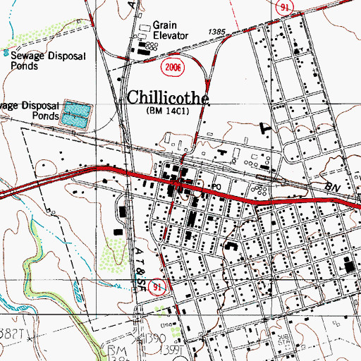 Topographic Map of Chillicothe City Hall, TX