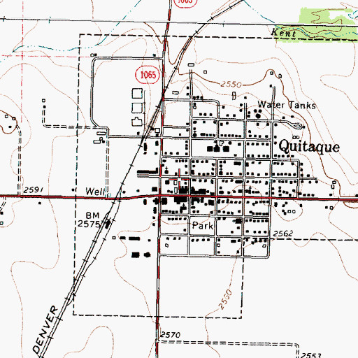 Topographic Map of Quitague City Hall, TX