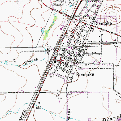 Topographic Map of Roanoke City Hall, TX