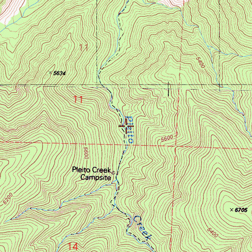 Topographic Map of Pleito Creek Rustic Campsite, CA
