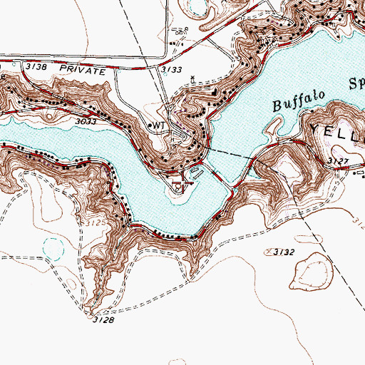 Topographic Map of Buffalo Springs City Hall, TX