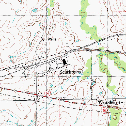 Topographic Map of Southmayd City Hall, TX