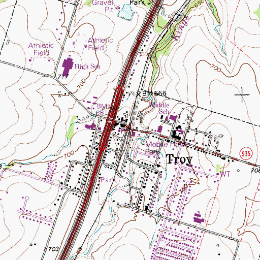 Topographic Map of Troy City Hall, TX