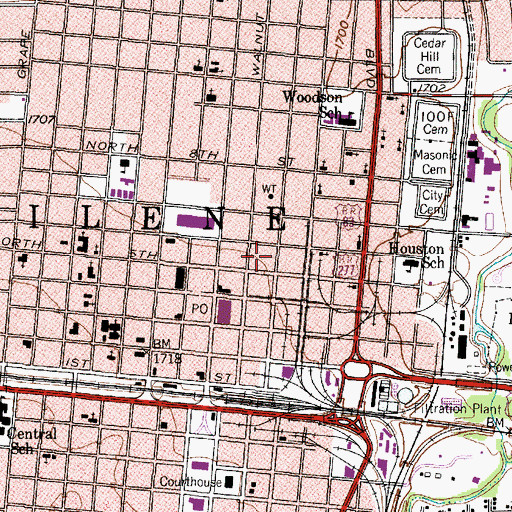 Topographic Map of Abilene City Hall, TX