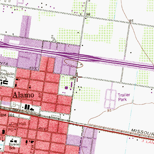 Topographic Map of Alamo City Hall, TX