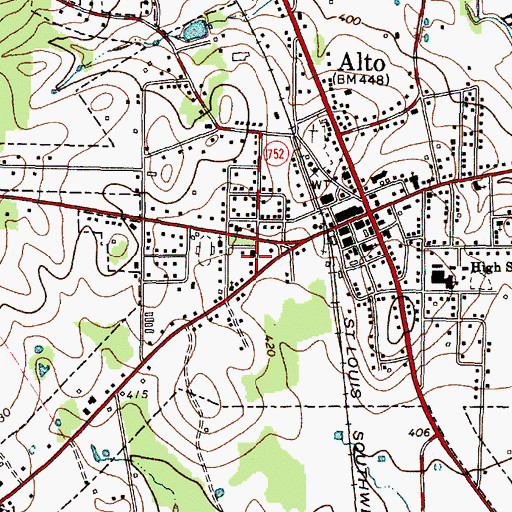 Topographic Map of Alto City Hall, TX