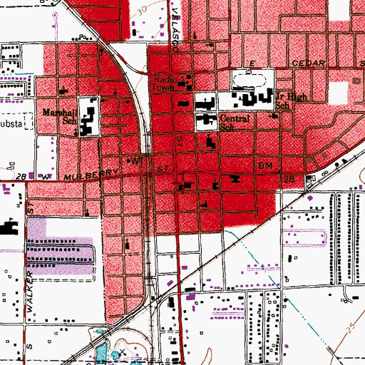 Topographic Map of Angleton City Hall, TX