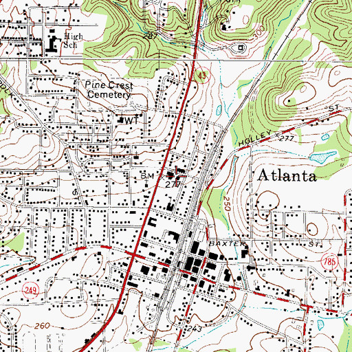 Topographic Map of Atlanta City Hall, TX