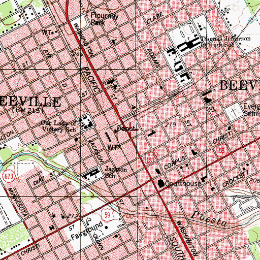 Topographic Map of Beeville City Hall, TX